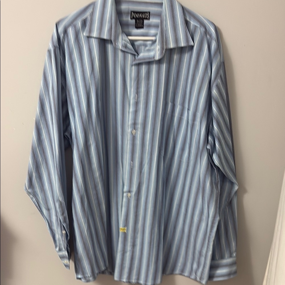 Blue and White Striped Dress Shirt Classic Style